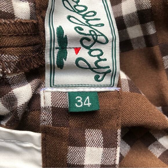 Bogey Boys Brown Big Checkered Flat Front Golf Pants Straight Leg Men's Size 34 - Picture 13 of 15